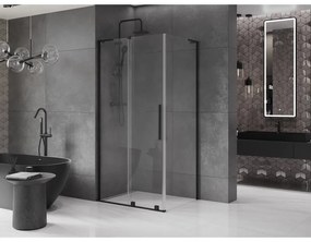 Mexen Velar L, sprchový kút s posuvnými dverami 120 x 70 cm, 8mm číre sklo, čierna matná, 871-120-070-03-70