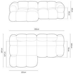Hnedá zamatová rohová pohovka (ľavý roh/s leňoškou) Loretto – Cosmopolitan Design