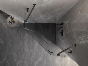 Mexen Lunar, výklopný päťuholníkový sprchový kút pravý 100 x 100 cm priehľadný, profil grafit brúsený, 831-100P-100L-66-00-P