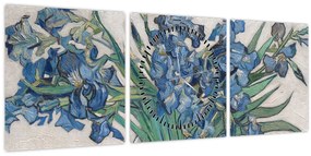 Obraz - Vincent van Gogh, Irises, reprodukcia (s hodinami) (90x30 cm)