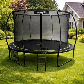 LEAN Sport Záhradná trampolína LEAN s vnútornou sieťou, čierno-zelená, 427 cm, 14 stôp