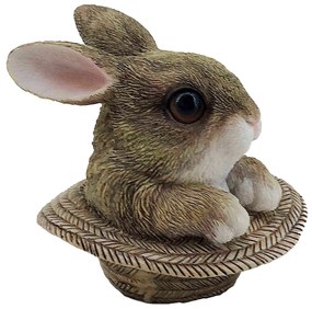 Dekoratívne soška králika v klobúku - 9 * 9 * 9 cm