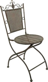 Zeleno-hnedá antik kovová bistro stolička Zio - 43*45*96 cm
