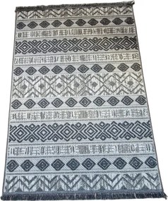 Sivý pruhovaný koberec v boho štýle Boho 881-S – moderný dizajn Rozmer: 140x190 cm