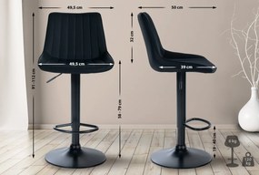 2x Barová stolička Toni - koženka, čierny rám - Čierna