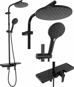 REA - Santos sprchový set s batériou 150mm,  čierna, REA-P8803