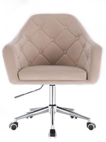 LuxuryForm DESIGN Kreslo ANDORA VELUR na strieborné podstave s kolieskami - krémové