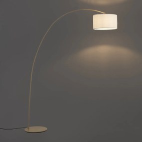 Moderná oblúková lampa béžová s teddy tienidlom - Vinossa