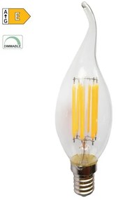 Diolamp LED Filament žiarovka číra Candle Flame C35 5W/230V/E14/4000K/690Lm/360°/Dim