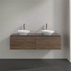 VILLEROY &amp; BOCH Legato závesná skrinka pod dve umývadlá na dosku, 2 zásuvky, 1400 x 500 x 380 mm, Arizona Oak, B59100VH