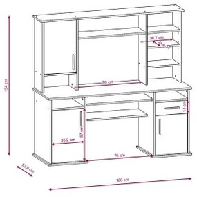 Písací stôl s policou ELIAN dub sonoma/biela