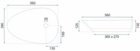 Rea Greta55, umývadlo na dosku 560x390x130 mm, biela lesklá, REA-U8536