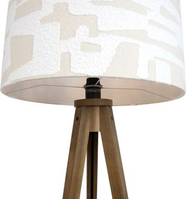 Drevená stojaca lampa s béžovým a bielym pruhovaným tienidlom 50 cm - Tripod Classic