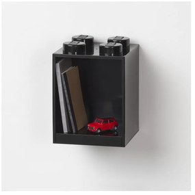Detská čierna nástenná polica LEGO® Brick 4