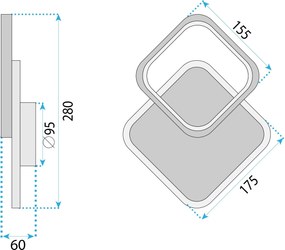Toolight Toolight, LED nástenné svietidlo 18W, 3000K, 500lm, LHJ080-W, biela, OSW-50056
