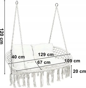 Závesné kreslo LAGOS s vankúšmi, sivé