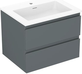 Mexen Orio, kúpeľňová skrinka 60 cm s umývadlom Otis, 2 zásuvky, grafitová matná/biela matná, 91A10-06047-2-BFF66-W18M01