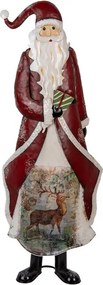 Červená kovová dekorácia Santa Claus - 33*16*85 cm