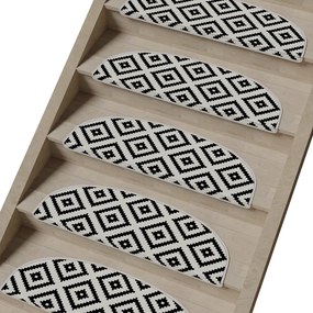 Čierno-biele nášľapy na schody v súprave 16 ks 20x65 cm Art – Vitaus