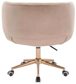 LuxuryForm DESIGN Kreslo MONTANA VELUR na zlatej podstave s kolieskami - latte
