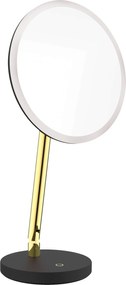 Deante Silia, voľnestojace kozmetické LED zrkadielko na ramene, zväčšenie (3x), zlatá-čierna, ADI_Z812