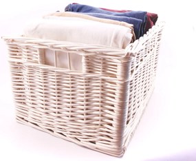 Prútený úložný box, zásuvka, s rúčkou, biela, VRBA, 40x30