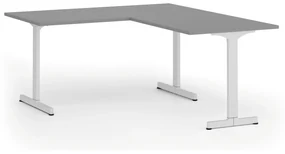 Kancelársky stôl PRIMO BETA L, 1600 x 1800 mm, biela podnož, grafit