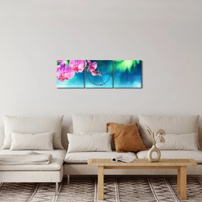 Obraz - Orchidea (s hodinami) (90x30 cm)