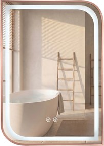 Rea ZONE, LED zrkadlo 60x80cm v ráme, brúsené ružové zlato, HOM-00300