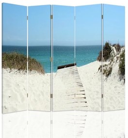 Ozdobný paraván Pobřeží moře - 180x170 cm, päťdielny, klasický paraván