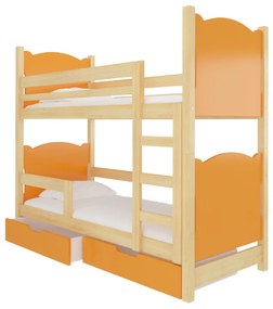 Detská poschodová posteľ MARABA, 180x75, sosna/oranžová
