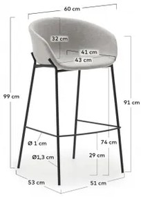 YVETTE barová stolička Sivá - svetlá