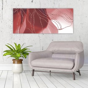 Obraz - Červená abstraktná kvetina N⁰1 (120x50 cm)