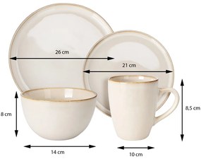 Kameninová jedálenská súprava Beige sada 16ks