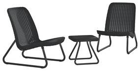 Tmavosivá záhradná lounge súprava z umelého ratanu pre 2 osoby Rio – Keter