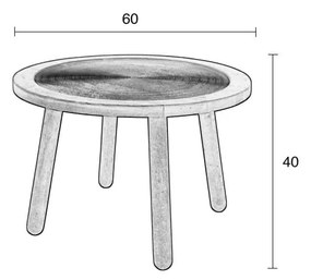 Odkladací stolík z mangového dreva Zuiver Dendron, ⌀ 60 cm