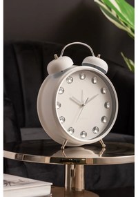 Karlsson 6019WH dizajnové stolové hodiny/budíkbiela, priemer 30 cm