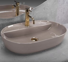 Keramické umývadlo na dosku REA AURA 61x41, beige lesk