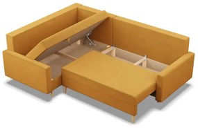 Rohová rozkladacia sedačka BLANK Elegant ľavá, žltá