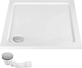 Rea Punto, sprchovací kút 90x90x190 cm, 5mm číre sklo, chrómový profil + čierna sprchová vanička Savoy, KPL-K1008