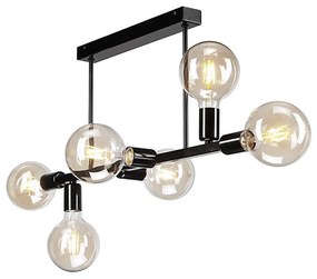 Luster na tyči ASTRID 6xE27/60W/230V čierna