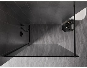 Mexen Kioto-X, sprchová zástena 140 x 200 cm, 10mm šedé sklo, čierny profil, 800-140-101-70-40-X