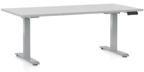 Výškovo nastaviteľný stôl OfficeTech D, 160 x 80 cm, sivá podnož, svetlo sivá