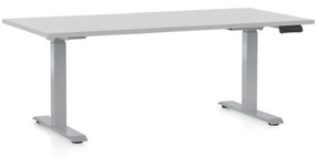 Výškovo nastaviteľný stôl OfficeTech D, 160 x 80 cm, sivá podnož, svetlo sivá