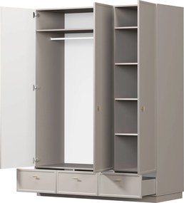 Šatníková skriňa Lorini 150 cm - kašmírová / zlaté úchytky T