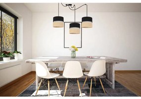 Závesné svietidlo Juta Spider, 3x jutové/čierne textilné tienidlo, b