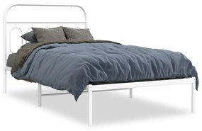 Kovový rám postele s čelom biely 100x190 cm 377160