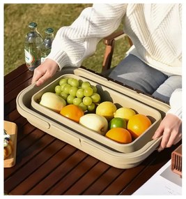 Skladací piknikový kôš 3v1 béžová