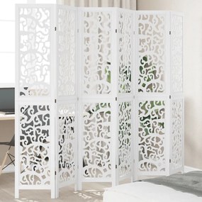 Paraván 6 panelov biely masívne drevo paulovnie 358747