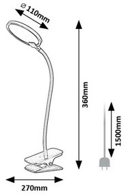 Rabalux 74199 stolná LED lampa s klipom Marcin, čierna